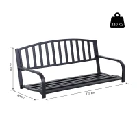Outsunny Dondolo Sospeso da Giardino con 2 Posti, Romantica Panchina in Metallo Nero per Esterni, 127 x 60 x 47cm(m-3)