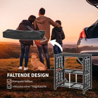 Outsunny Campingtisch Picknicktisch Outdoor-Küchenschrank, klappbar, wetterbeständig, 126 cm x 44 cm x 80 cm, Schwarz(m-4)