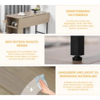 HOMCOM Zentrale Insel Bar-Tisch mit klappbarer Seitenplatte und 3 Regalen 120 x 76 x 91,4 cm Hellgrau(m-4)