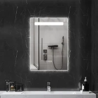 HOMCOM Espejo de Baño con Luz LED 70x50 cm con 3 Colores de Luz Función Antivaho Función de Memoria IP44(m-2)