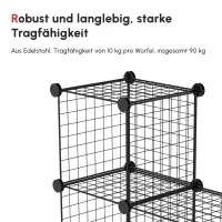 HOMCOM Steckregal, Würfelregal, Schuhregal, 9 Würfel, modularer Aufbau, Stahl, schwarz, 35 x 35 x 35 cm je Würfel(m-9)