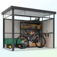 Outsunny 5.3 x 8.5ft Galvanised Steel Garden Shed, Metal Shed with Roof Windows, Leakage Holes and Lockable Wide Door for Outdoor Patio Tool Storage(m-9)