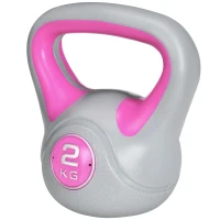 SPORTNOW Kettlebell, 2kg Kettle Bells with Handle for Home Gym Weight Lifting and Strength Training, Pink and Grey(m-11)