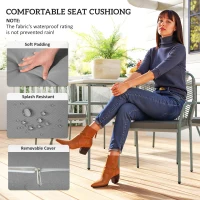 Outsunny Five-Piece PE Rattan Garden Dining Set with Cushions & Stackable Chairs - Light Grey(m-6)