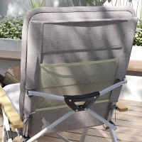 Outsunny Sillas de Camping Plegables de Aluminio con Respaldo Alto Ajustable Reposabrazos de Madera 59x67x96 cm Gris Claro(m-9)