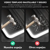 HOMCOM Espejo de Baño con Luz LED 80x60 cm con Bluetooth 3 Colores de Luz Función Antivaho Función de Memoria IP44(m-8)