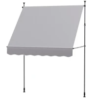Outsunny Toldo Manual Retráctil 200x120x210-310 cm para Balcón y Terraza con Altura Ajustable con Manivela Gris(m-11)