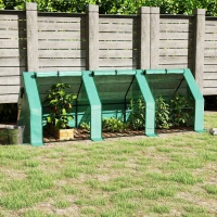 Outsunny Gewächshaus mit 3 Rollfenster, PE-Gitterfolie, Foliengewächshaus aus Stahl, Treibhaus für Balkon, Garten, Tomatenhaus 270x90x90cm, Tomatengewächshaus für Gemüse, Blumen, Pflanzen, Grün(m-2)