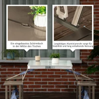 Outsunny Alu Campingtisch Klapptisch Picknicktisch Picknick-Koffer-Sitzgruppe Klapptisch-Gruppe mit 4 Sitzen Silber Alu + MDF 136 x 85,5 x 66 cm(m-4)