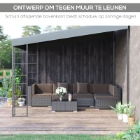 Outsunny hellend dak pergola grijs+zwart 4 x 3 x 2.5m(m-6)