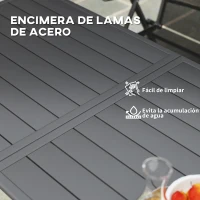 Outsunny Mesa de Jardín Exterior de Acero con Diseño en Lamas Resistente a la Intemperie Fácil de Limpiar 150x80x74 cm Gris(m-5)