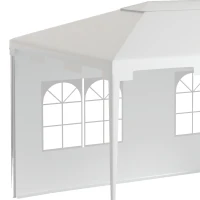 Outsunny Carpa de Jardín 395x295x255 cm Cenador Desmontable Exterior con 2 Laterales 2 Ventanas Anti-UV para Terraza Patio Blanco(m-9)