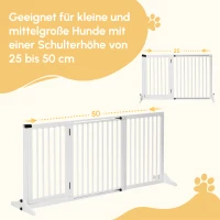 PawHut Absperrgitter Hunde Türschutzgitter Schutzgitter aus Holz Freistehendes Hundegitter mit Tür Hundeabsperrgitter Konfigurationsgitter für Kamin & Ofen Weiß 113-166 x 36 x 71 cm(m-8)