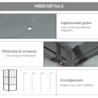 Outsunny hellend dak pergola grijs+zwart 4 x 3 x 2.5m(m-5)