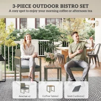 Outsunny Three-Piece Rattan Chair Set - Grey(m-4)