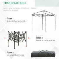 Serre de jardin pop-up porte + 2 fenêtres zippées enroulables sac transport PE vert(m-12)