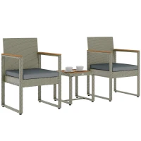Outsunny Three-Piece Rattan Chair Set - Grey(m-10)