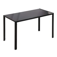 HOMCOM Masă Rectangulară pentru 4 Persoane din Metal și Sticlă Călită, 120x60x75 cm, Negru(m-11)