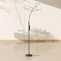 HOMCOM LED Floor Lamp, Standing Lamp with Remote & Touch Control, Stepless Dimmable Colours Temperature & Brightness, 360° Adjustable Gooseneck, 1 Hour Timer, Memory Function for Living Room, Black(m-3)