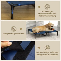 PawHut Hundebett Hundeliege Outdoor Katzenbett Haustierbett Schlafplatz Metall 600D Oxford-Gewebe Blau 91,5 x 76,2 x 18 cm(m-4)