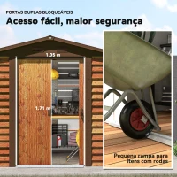 Outsunny Abrigo de Jardim 3m² 152x235,7x208,7 cm Abrigo de Jardim com 2 Portas de Correr e 4 Janelas de Ventilação Madeira e Marrom(m-6)