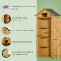 Outsunny Gartenschrank Gartenhaus Gerätehaus Geräteschuppen mit Fachböden Asphaltdach Fenster Holz Gelb+Grün 77 x 54,2 x 179 cm(m-7)