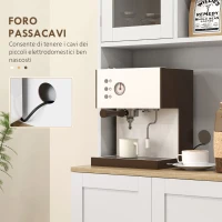 HOMCOM Dispensa da Cucina Porta Microonde con Ripiani Aperti e Armadietto con Portaspezie, 60x35x169 cm, Bianco(m-6)