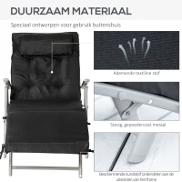 Outsunny Ligbank, Opvouwbare Tuinligbed, Metaal, Verstelbaar, Zwart(m-6)
