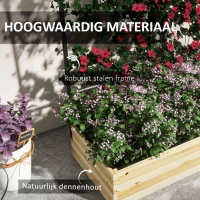 Outsunny Houten verhoogde plantenbak met klimrek, voering van vliesstof, natuurlijk hout, staal, 80x38x145 cm, zwart(m-7)