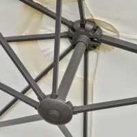 Outsunny Sombrilla Doble para Jardín 455x265x238 cm Parasol Grande con Manivela Manual Resistente al Agua Protección Solar Crema(m-9)