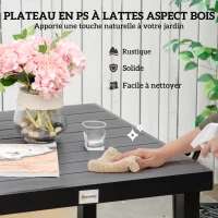 Outsunny Table à manger de jardin pour 4 personnes, en aluminium, 78 x 78 x 74 cm, noir(m-4)