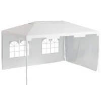 Outsunny Carpa de Jardín 395x295x255 cm Cenador Desmontable Exterior con 2 Laterales 2 Ventanas Anti-UV para Terraza Patio Blanco(m-10)