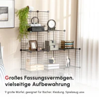 HOMCOM Steckregal, Würfelregal, Schuhregal, 9 Würfel, modularer Aufbau, Stahl, schwarz, 35 x 35 x 35 cm je Würfel(m-8)