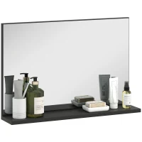 kleankin Specchio Bagno da Parete con Mensola Design Moderno e Multiuso, 60x12x40 cm, Nero(m-1)