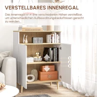 HOMCOM Skandinavisches Aufbewahrungsmöbel, Sideboard auf Beinen, 2-türiger Schrank mit innerem Regal Weiß und Holzoptik(m-6)