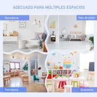 HOMCOM Mesa Infantil con 2 Sillas y Banco Juego de Muebles para Actividades para Niños de +3 Años para Dormitorio Gris y Blanco(m-6)