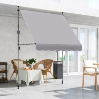 Outsunny Toldo Manual Retráctil 2x1,2 m Toldo Exterior Enrolável Altura Ajustável com Manivela 210-310 cm Proteção UV30+ Cinzento(m-8)