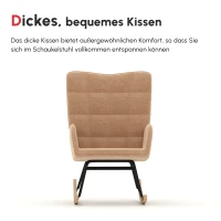 HOMCOM Schaukelstuhl im Retro-Design, Massivholz, Sessel, Relaxsessel, 98 cm x 71 cm x 101 cm, Braun(m-7)