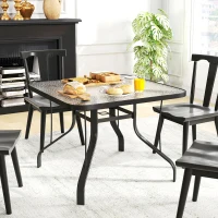 Outsunny Masă de Grădină pentru 4 Persoane cu Gaură pentru Umbrelă Ø54 mm, 96,5x96,5x70 cm, Negru(m-7)