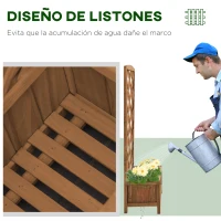 Outsunny Jardinera con Celosía de Madera para Trepadoras Cultivos Plantas en Terraza Jardín Balcón 60x30x122,5 cm Natural(m-6)
