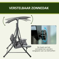 Outsunny Hollywoodschommel 3-zitter tuinschommel met verstelbaar zonnedak theetafel(m-5)