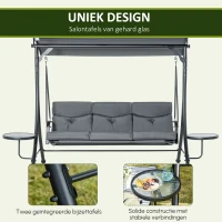 Outsunny Hollywoodschommel 3-zitter tuinschommel met verstelbaar zonnedak theetafel(m-6)