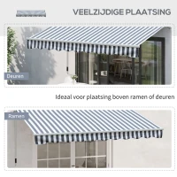 Outsunny Luifel aluminium knikarmluifel zonwering met handslinger 3,5 x 2,5 m grijs + wit(m-8)