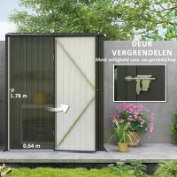 Outsunny Tuinschuur Gereedschapsschuur, afsluitbare deur, weerbestendig, incl. schappen, 161,5 cm x 94,5 cm x 196 cm, Zwart(m-6)