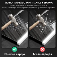 HOMCOM Espejo de Baño con Luz LED 70x50 cm con 3 Colores de Luz Función Antivaho Función de Memoria IP44 Horizontal/Vertical(m-7)