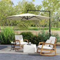 Outsunny Ombrellone da Giardino Decentrato 3x2.5 m con Base a Croce e Apertura a Manovella, Beige(m-7)