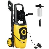 DURHAND 1800W High Pressure Washer, 150 Bar Pressure, 510 L/h Flow, High-Performance Portable Power Washer Jet Wash Cleaner with 6M Hose and Hose Reel for Garden, Car, Furniture, Yellow(m-1)