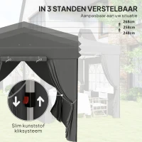 Outsunny 2,5 x 2,5 m Pop-up Paviljoen met Zijwanden en Transporttas, UPF50+ Hoogte Verstelbaar Tuinpaviljoen, Donkergrijs(m-4)