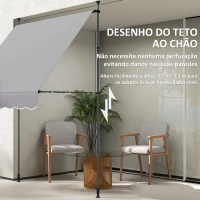 Outsunny Toldo Manual Retráctil 2x1,2 m Toldo Exterior Enrolável Altura Ajustável com Manivela 210-310 cm Proteção UV30+ Cinzento(m-4)