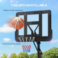 SPORTNOW Canasta de Baloncesto para Exteriores/Interiores Altura Ajustable 235-305 cm con Ruedas Base Rellenable Bolsa de Peso(m-8)